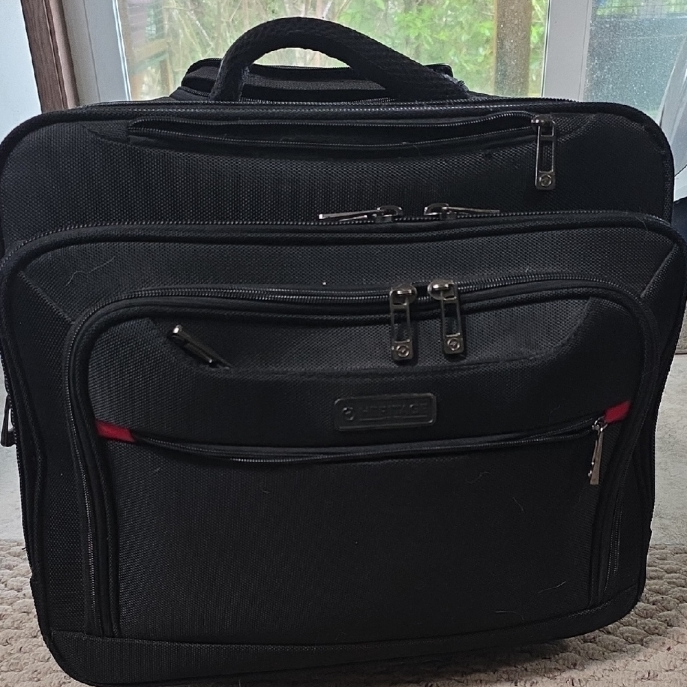 Black Men's Briefcase Laptop Bag with Multiple Compartments